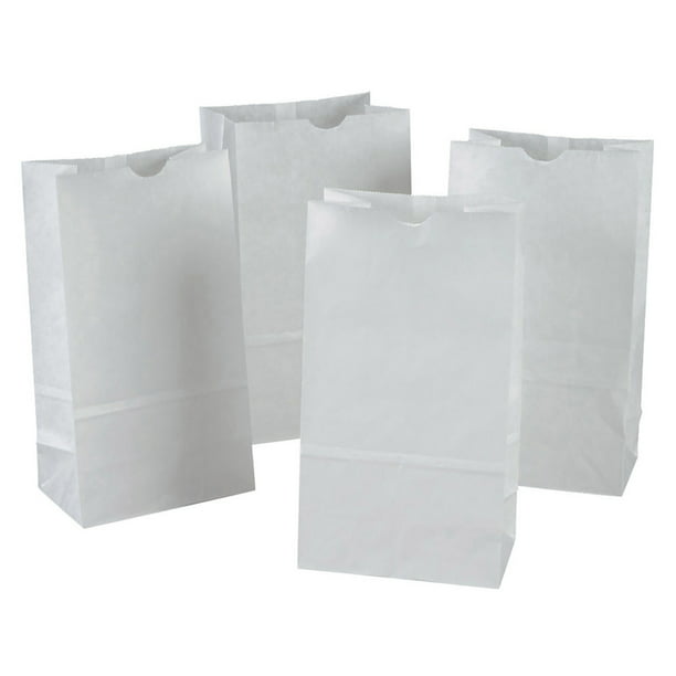 Takeaway 7" x 8.5" x Party Bags with Flat Handles 100 x White Paper Food 